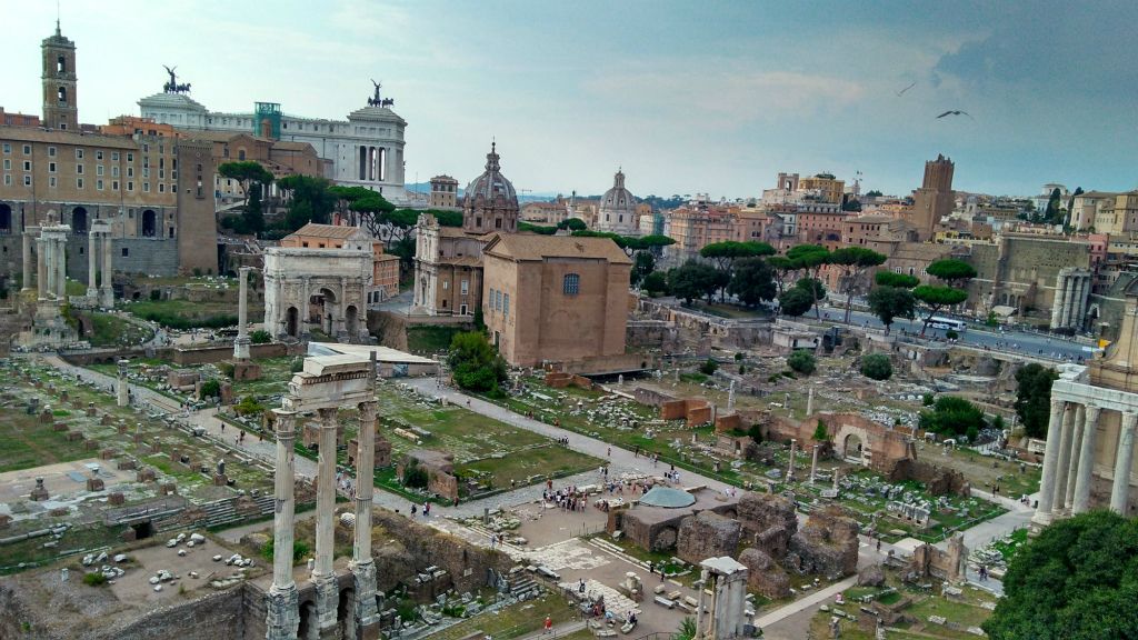 Roman Forum - Views over forum ruins from Palatine Hill